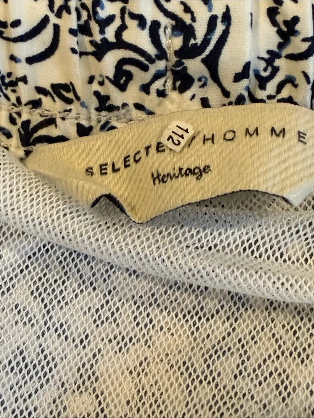 Selected Homme Heritage White and Navy Floral Swim Trunks
